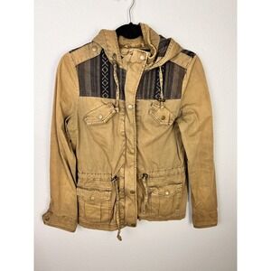 American‎ Rag Jacket Small Womens size Khaki Brown Hooded Field Coat